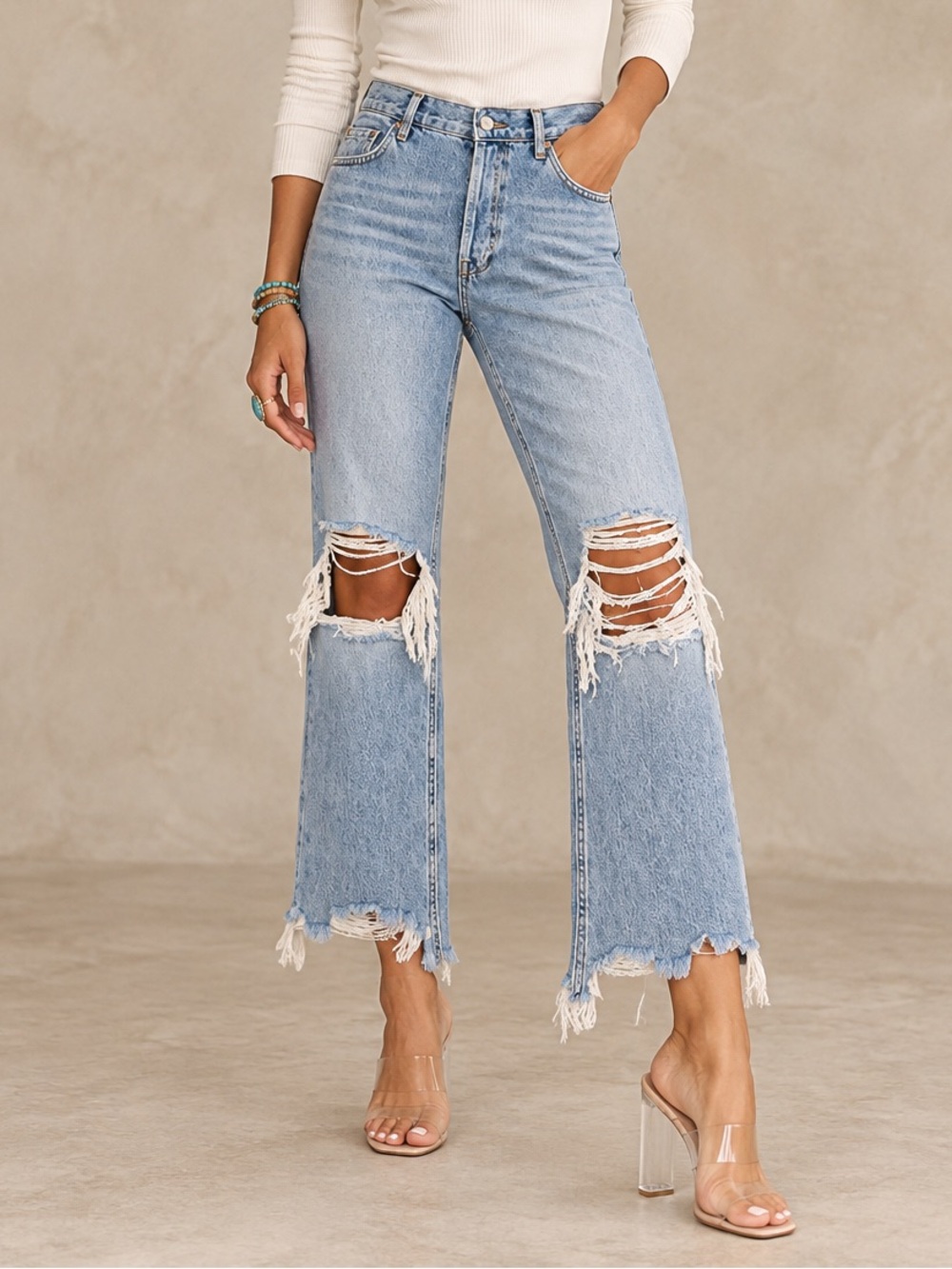 We The Free Maggie Distressed Denim Jeans